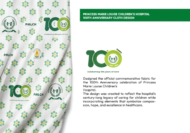 Princess Marie Louise Children's Hospital anniversary cloth design